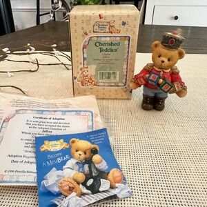 Cherished Teddies Vintage Jeffrey Bear Striking up Another Year 1996 Vintage NEW